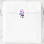 Pig Soccer Player Soccer Quadratischer Aufkleber (Tasche)