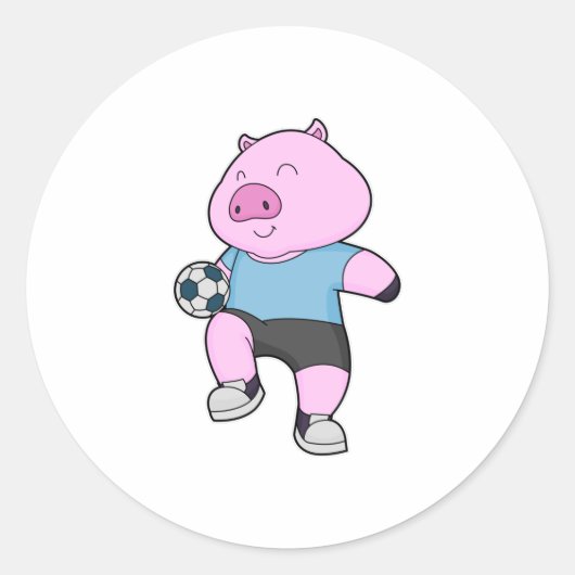 Pig Soccer Player Soccer Runder Aufkleber (Vorderseite)