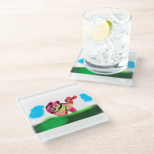 Pig spring  glasuntersetzer (Schrägansicht)