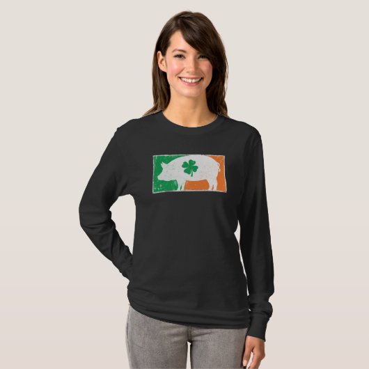 Pig St Patrick's Day Irish Flag C Distressed T-Shirt (Vorne ganz)