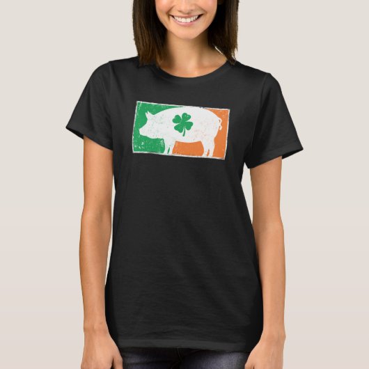 Pig St Patrick's Day Irish Flag C Distressed T-Shirt (Vorderseite)