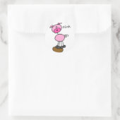 Pig-Strichmännchen-Aufkleber Runder Aufkleber (Tasche)