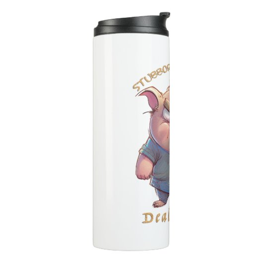 Pig Stubborn kümmert sich um Niedlichen, erstaunli Thermosbecher (Nach links gedreht)