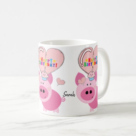 Pig Tasse Happy Birthday Tasse (VorderseiteRechts)
