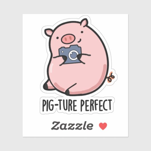 Pig-ture Perfect Funny Fotografy Pig Pun Aufkleber (Blatt)