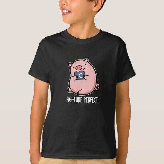 Pig-ture Perfect Funny Fotografy Pig Pun Dark BG T-Shirt (Vorderseite)