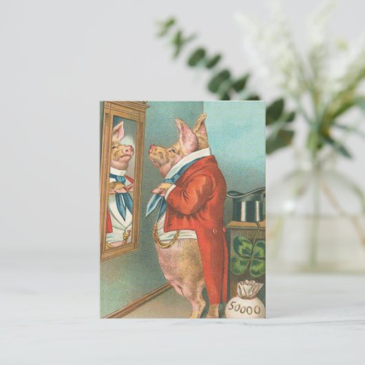 Pig Tying Sein Cravat Postkarte (Stehend Vorderseite)