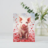 Pig-Valentinstag Postkarte (Stehend Vorderseite)