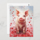 Pig-Valentinstag Postkarte (Vorne/Hinten)