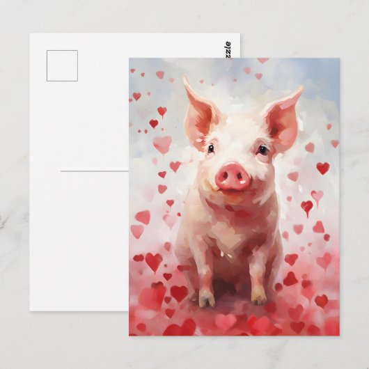 Pig-Valentinstag Postkarte (Vorne/Hinten)