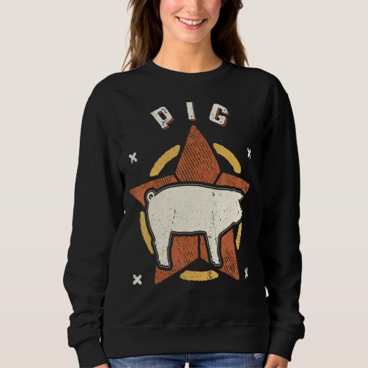 Pig Vintage Retro Classic Animal Sweatshirt (Vorderseite)