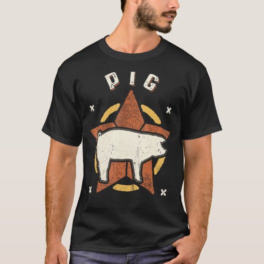 Pig Vintage Retro Classic Animal T-Shirt (Vorderseite)