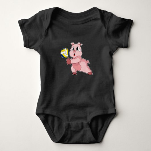 Pig Volleyball-Spieler Volleyball Sport Baby Strampler (Vorderseite)