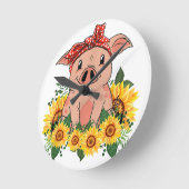 Pig Wall Clock Art Wohngestaltung Pig Lover Runde Wanduhr (Winkel)