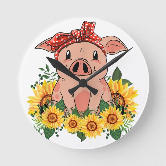 Pig Wall Clock Art Wohngestaltung Pig Lover Runde Wanduhr (Vorderseite)