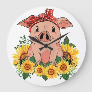 Pig Wall Clock Art Wohngestaltung Schwein Decke Große Wanduhr