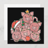 Pig Weihnachtsbaum Funny Animal Christmas Invitati Einladung (Vorne/Hinten)