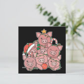 Pig Weihnachtsbaum Funny Animal Christmas Invitati Einladung (Stehend Vorderseite)