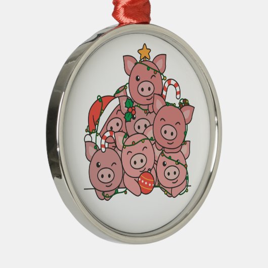 Pig Weihnachtsbaum Funny Animal Christmas Keramik Ornament Aus Metall (Rechts)