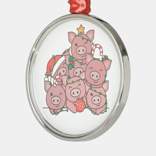 Pig Weihnachtsbaum Funny Animal Christmas Keramik Ornament Aus Metall (Links)