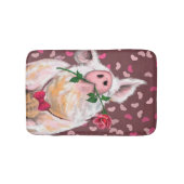 Pig with Rose Bath Mat - Romantic - Funny Badematte (Vorderseite)