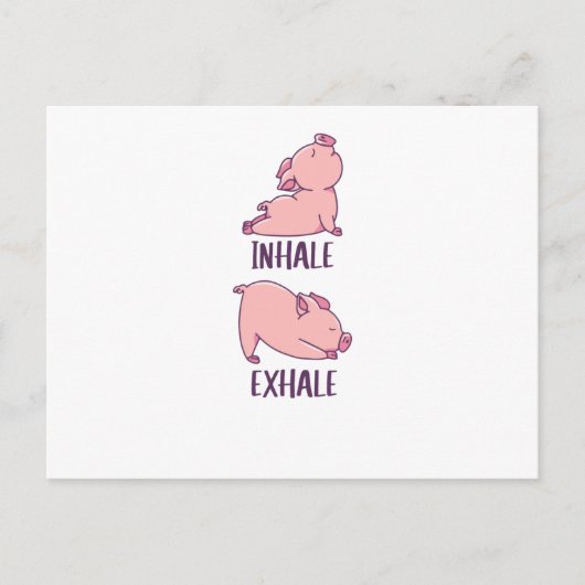 Pig Yoga Cute Pigs Doing Sport inhale exhale Postkarte (Vorderseite)