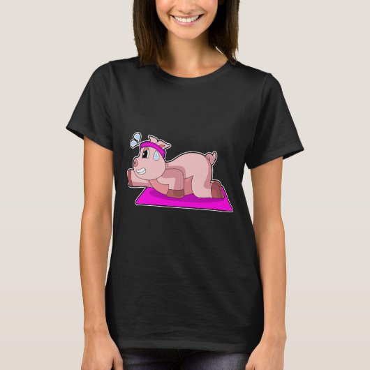 Pig Yoga Gymnastik T-Shirt (Vorderseite)