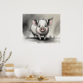 Pig Zeichn - Archivkunstdruck Poster (Küche)