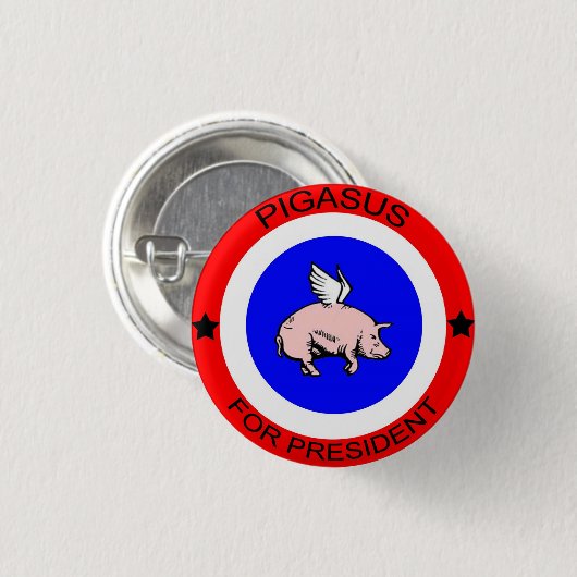 Pigasus für Präsidenten Button (Vorne & Hinten)