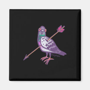 Pigeon Battle on Lila Sticker Magnet