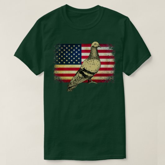 Pigeon Bird 4. Juli Amerikanische Flagge T-Shirt (Design vorne)