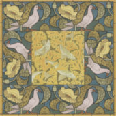 Pigeon Blue Yellow Fish Art Nouveau Aufkleber (Vorderseite)