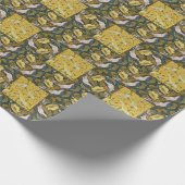 Pigeon Blue Yellow Fish Art Nouveau Geschenkpapier (Ecke)