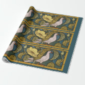 Pigeon Blue Yellow Fish Art Nouveau Geschenkpapier (Ungerollt)