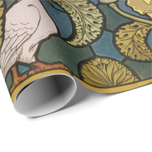 Pigeon Blue Yellow Fish Art Nouveau Geschenkpapier (Rolleneckpunkt)