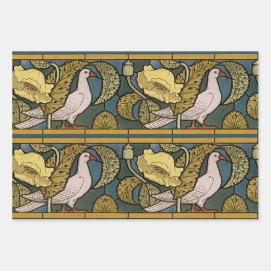 Pigeon Blue Yellow Fish Art Nouveau Geschenkpapier Set (Vorderseite 2)