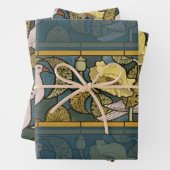 Pigeon Blue Yellow Fish Art Nouveau Geschenkpapier Set (Beispiel)