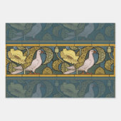 Pigeon Blue Yellow Fish Art Nouveau Geschenkpapier Set (Vorderseite)