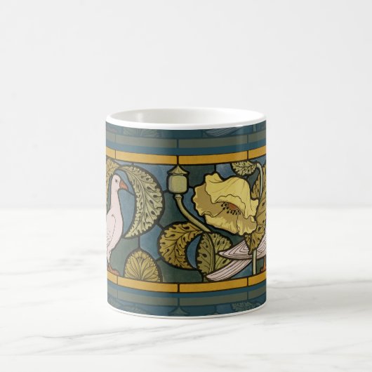 Pigeon Blue Yellow Fish Art Nouveau Kaffeetasse (Mittel)