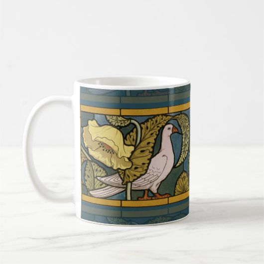 Pigeon Blue Yellow Fish Art Nouveau Kaffeetasse (Links)
