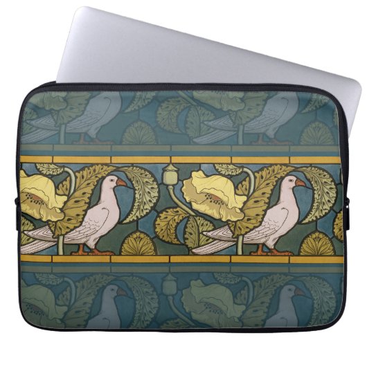 Pigeon Blue Yellow Fish Art Nouveau Laptopschutzhülle (Vorderseite)