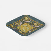 Pigeon Blue Yellow Fish Art Nouveau Pappteller (Gewinkelt)