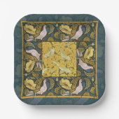 Pigeon Blue Yellow Fish Art Nouveau Pappteller (Vorderseite)