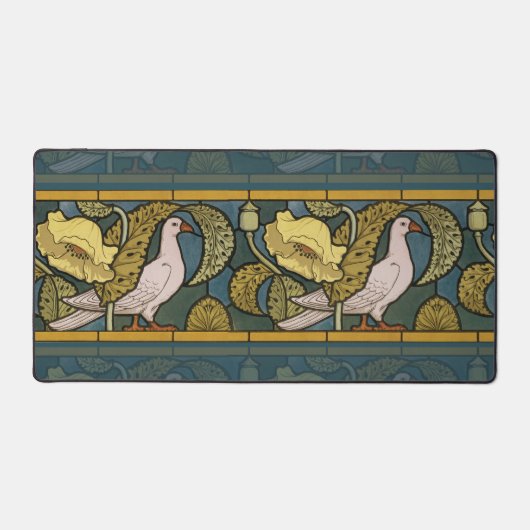 Pigeon Blue Yellow Fish Art Nouveau Schreibtischunterlage (Vorderseite)