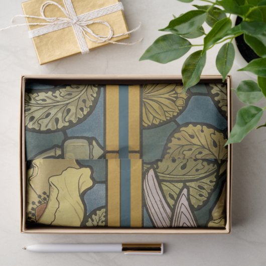 Pigeon Blue Yellow Fish Art Nouveau Seidenpapier (Geschenk)