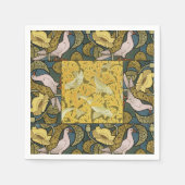 Pigeon Blue Yellow Fish Art Nouveau Serviette (Vorderseite)
