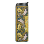 Pigeon Blue Yellow Fish Art Nouveau Thermosbecher (Nach links gedreht)