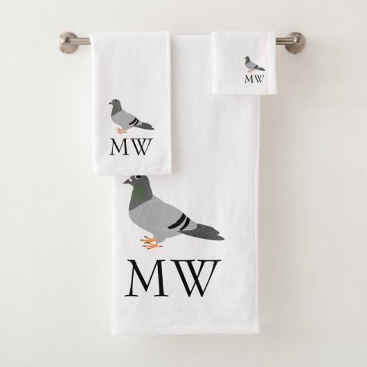 Pigeon Design Monogrammed Badhandtuch Set (Insitu)