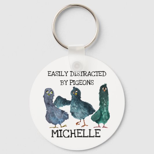 Pigeon Distracted Personalisiert Bird Lover Schlüsselanhänger (Vorderseite)