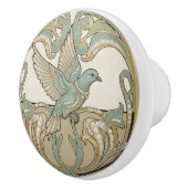 Pigeon Dove Sage Green & Gold Art Deco Nouveau Keramikknauf (Rechts)